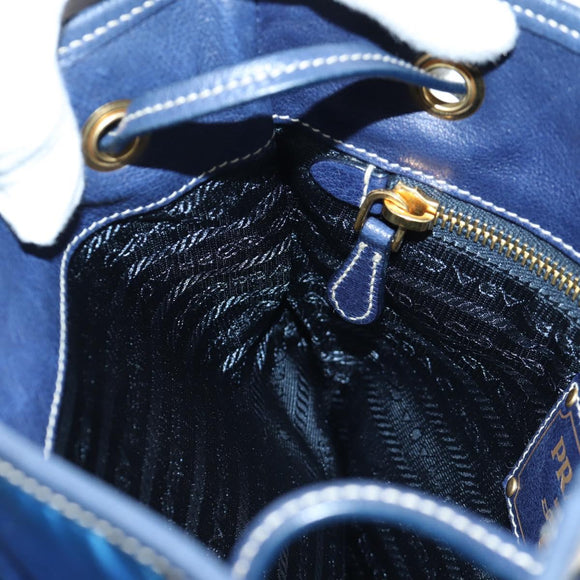 PRADA Shoulder Bag Nylon Navy Gold Auth LNZ987A