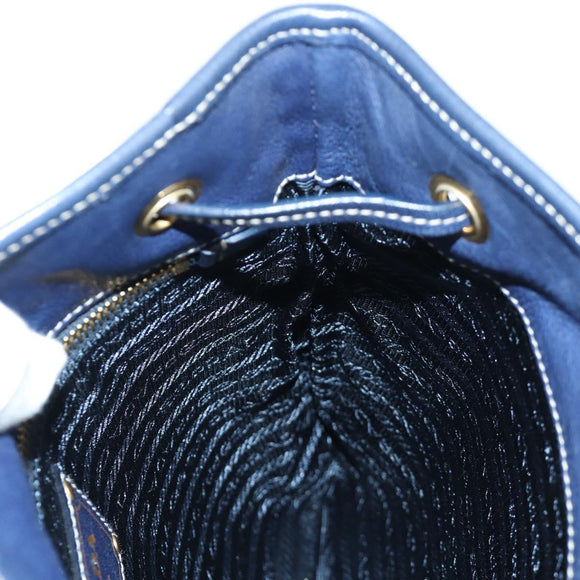 PRADA Shoulder Bag Nylon Navy Gold Auth LNZ987A