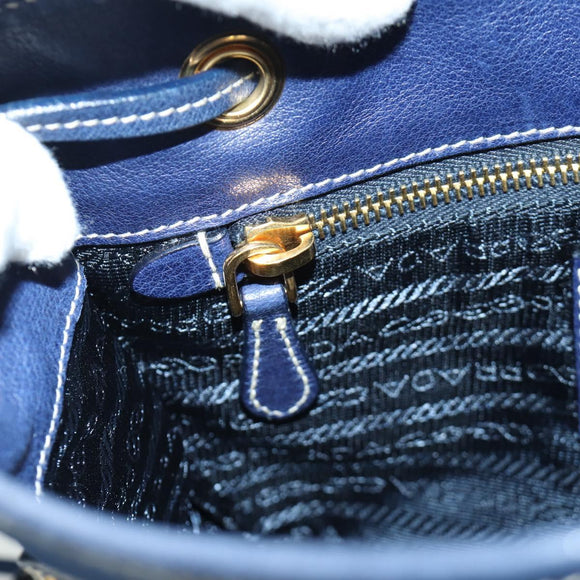 PRADA Shoulder Bag Nylon Navy Gold Auth LNZ987A