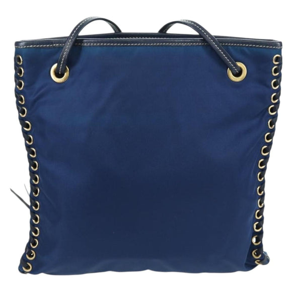 PRADA Shoulder Bag Nylon Navy Gold Auth LNZ987A