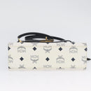 MCM Vicetos Logogram Hand Bag PVC Leather 2way White Gold Auth LNZ988A-5