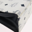 MCM Vicetos Logogram Hand Bag PVC Leather 2way White Gold Auth LNZ988A-16