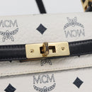 MCM Vicetos Logogram Hand Bag PVC Leather 2way White Gold Auth LNZ988A-20