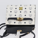 MCM Vicetos Logogram Hand Bag PVC Leather 2way White Gold Auth LNZ988A-10