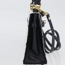MCM Vicetos Logogram Hand Bag PVC Leather 2way White Gold Auth LNZ988A-4