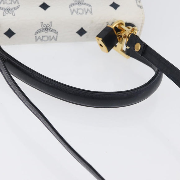 MCM Vicetos Logogram Hand Bag PVC Leather 2way White Gold Auth LNZ988A
