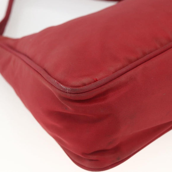 PRADA Hand Bag Nylon Red Silver Auth LNZ991