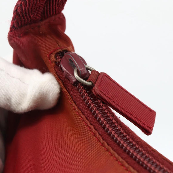 PRADA Hand Bag Nylon Red Silver Auth LNZ991