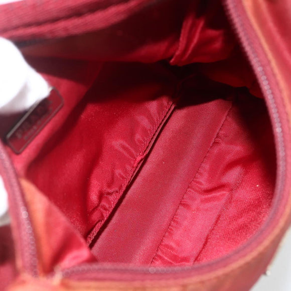 PRADA Hand Bag Nylon Red Silver Auth LNZ991