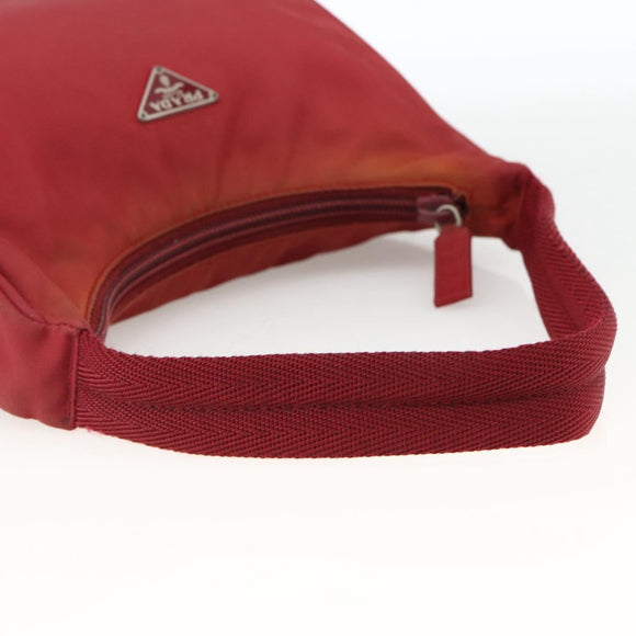 PRADA Hand Bag Nylon Red Silver Auth LNZ991