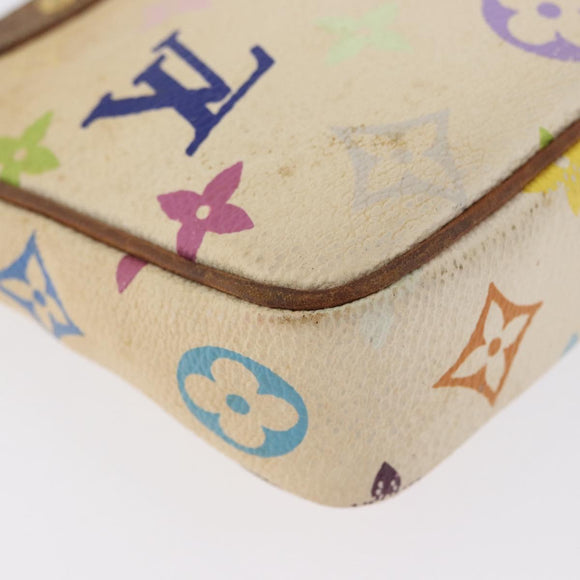 LOUIS VUITTON Multicolor Pochette Accessoires Pouch White M92649 Auth LNZ992