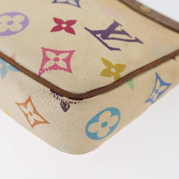 LOUIS VUITTON Multicolor Pochette Accessoires Pouch White M92649 Auth LNZ992