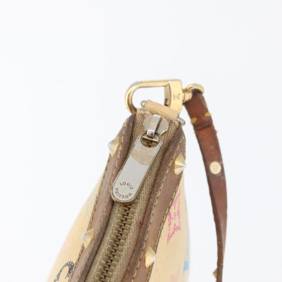 LOUIS VUITTON Multicolor Pochette Accessoires Pouch White M92649 Auth LNZ992