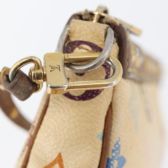 LOUIS VUITTON Multicolor Pochette Accessoires Pouch White M92649 Auth LNZ992