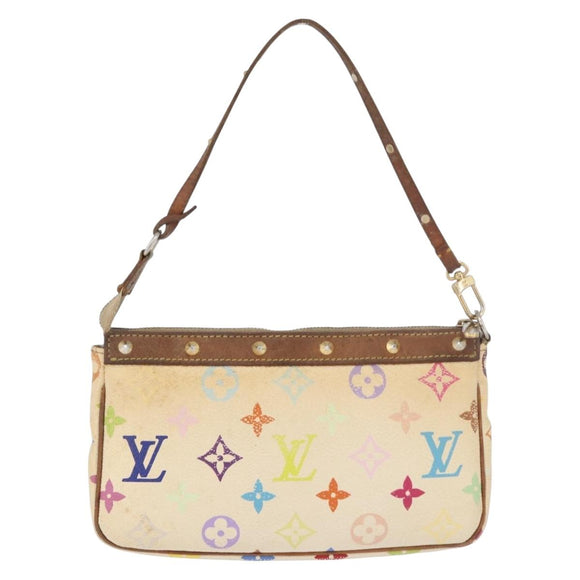 LOUIS VUITTON Multicolor Pochette Accessoires Pouch White M92649 Auth LNZ992