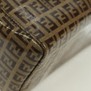 FENDI Zucchino Canvas Mamma Baguette Shoulder Bag Brown Gold Auth LNZ993A-8