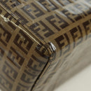 FENDI Zucchino Canvas Mamma Baguette Shoulder Bag Brown Gold Auth LNZ993A-16