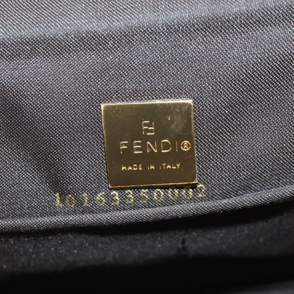 FENDI Zucchino Canvas Mamma Baguette Shoulder Bag Brown Gold Auth LNZ993A