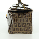 FENDI Zucchino Canvas Mamma Baguette Shoulder Bag Brown Gold Auth LNZ993A-3