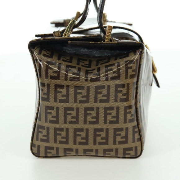 FENDI Zucchino Canvas Mamma Baguette Shoulder Bag Brown Gold Auth LNZ993A
