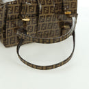 FENDI Zucchino Canvas Mamma Baguette Shoulder Bag Brown Gold Auth LNZ993A-7