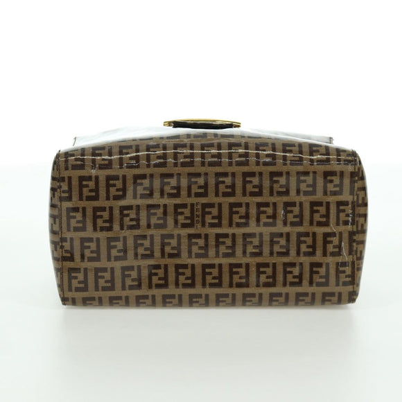 FENDI Zucchino Canvas Mamma Baguette Shoulder Bag Brown Gold Auth LNZ993A