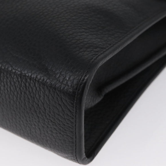 Christian Dior Shoulder Bag Leather Black Gold Auth LNZ994