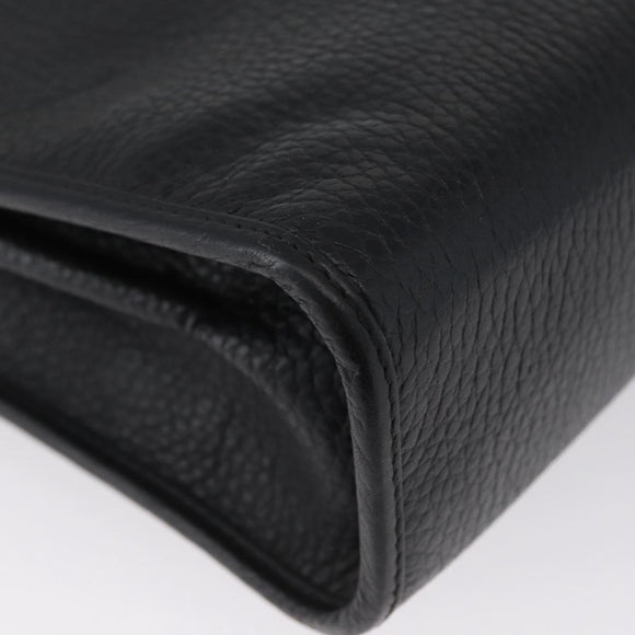 Christian Dior Shoulder Bag Leather Black Gold Auth LNZ994