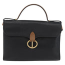 Christian Dior Shoulder Bag Leather Black Gold Auth LNZ994-13