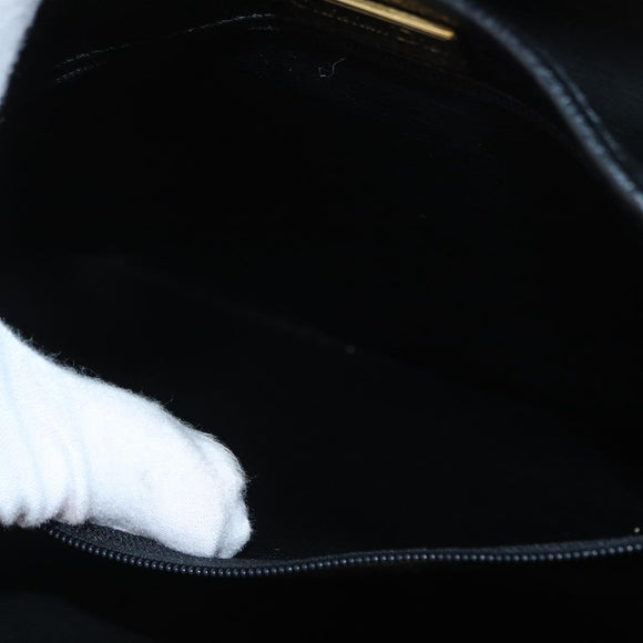 Christian Dior Shoulder Bag Leather Black Gold Auth LNZ994