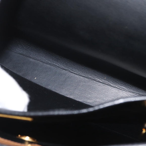 Christian Dior Shoulder Bag Leather Black Gold Auth LNZ994