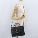Christian Dior Shoulder Bag Leather Black Gold Auth LNZ994-25