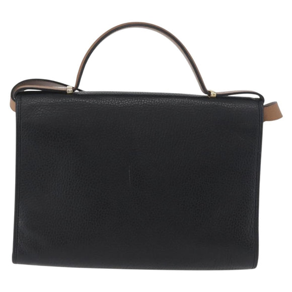 Christian Dior Shoulder Bag Leather Black Gold Auth LNZ994