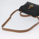 Christian Dior Shoulder Bag Leather Black Gold Auth LNZ994-8