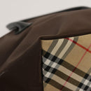 Burberrys Nova Check Blue Label Tote Bag Nylon Brown Auth mr010-14