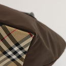 Burberrys Nova Check Blue Label Tote Bag Nylon Brown Auth mr010-9