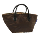 Burberrys Nova Check Blue Label Tote Bag Nylon Brown Auth mr010-1