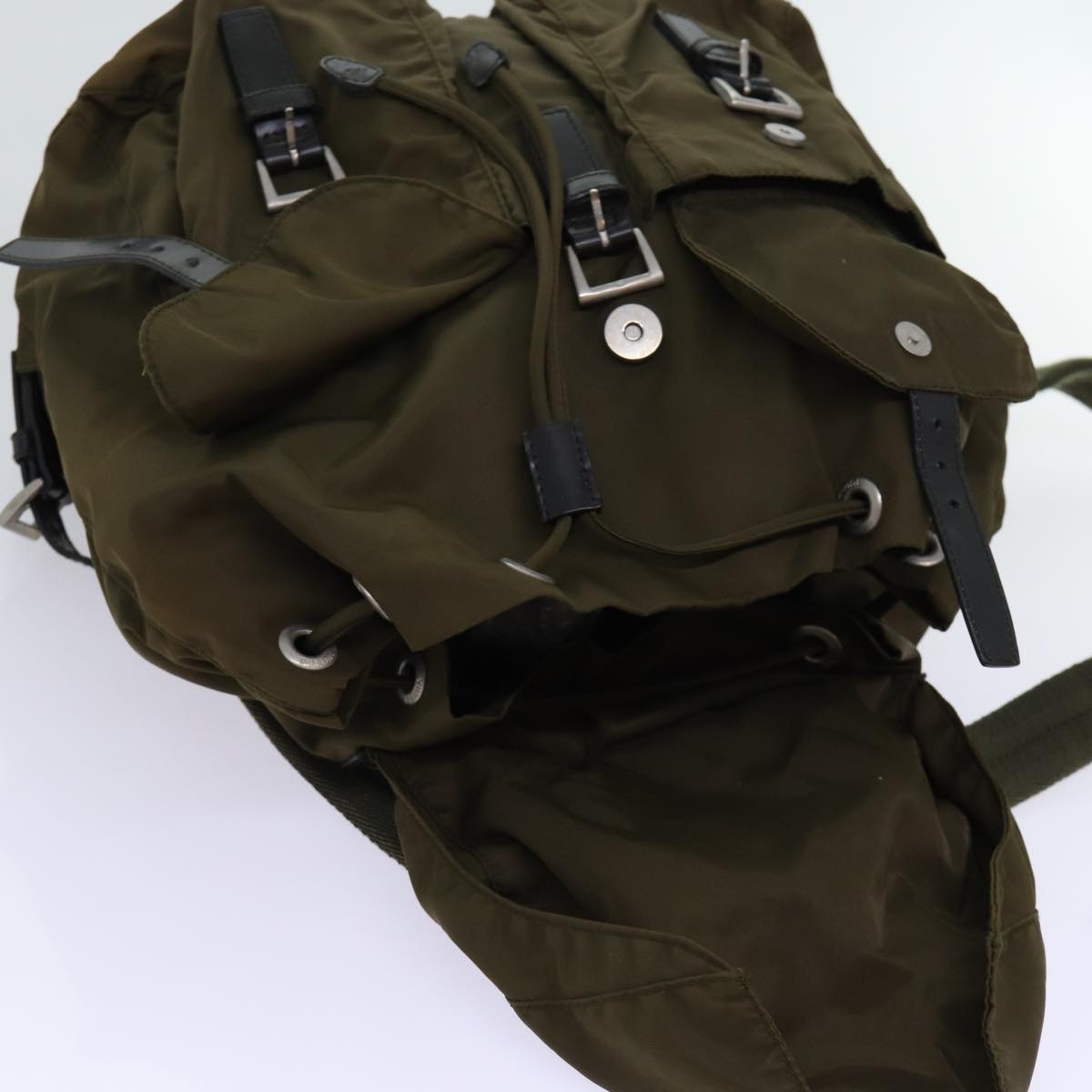 PRADA Backpack Nylon Khaki Auth mr019