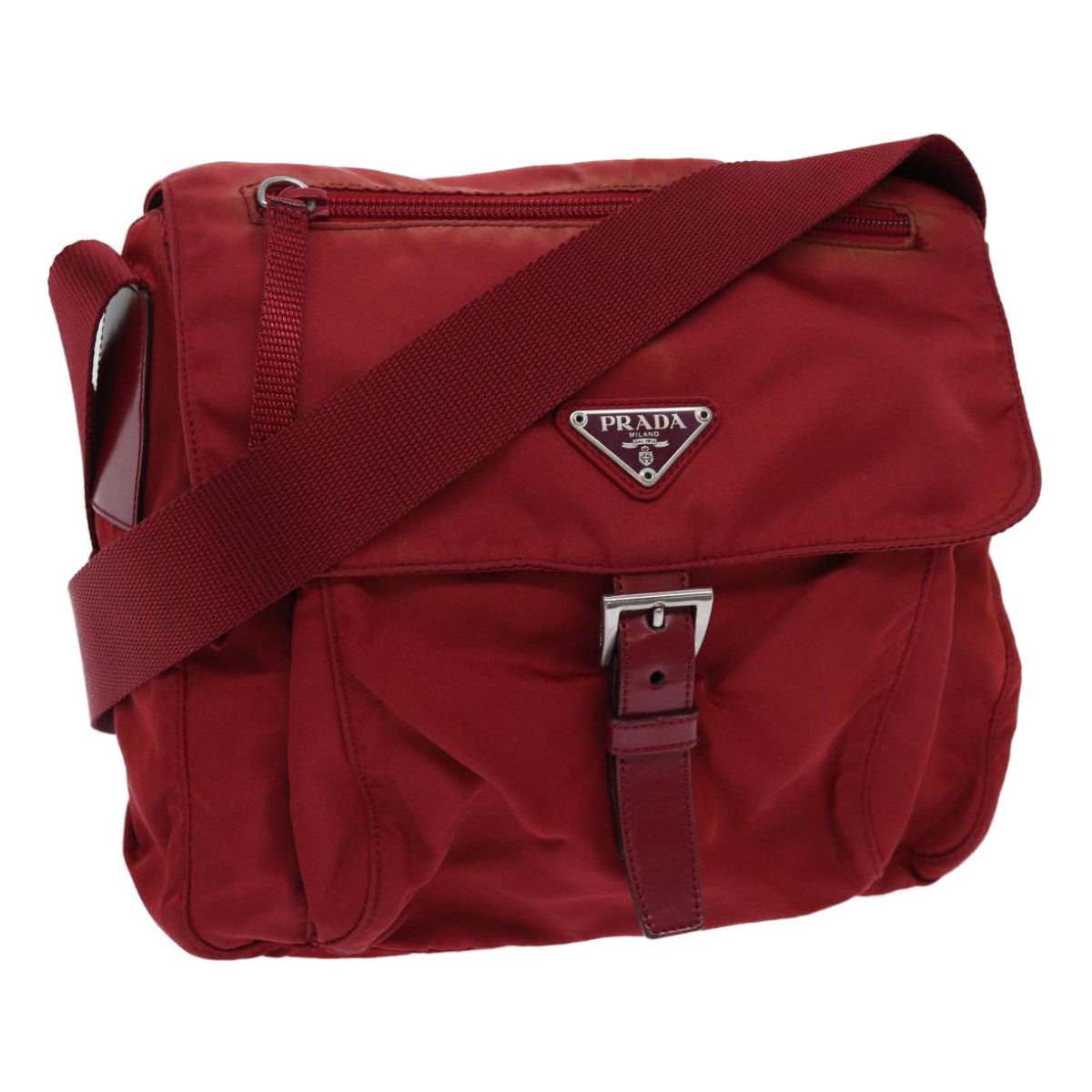 PRADA Shoulder Bag Nylon Red Auth mr020