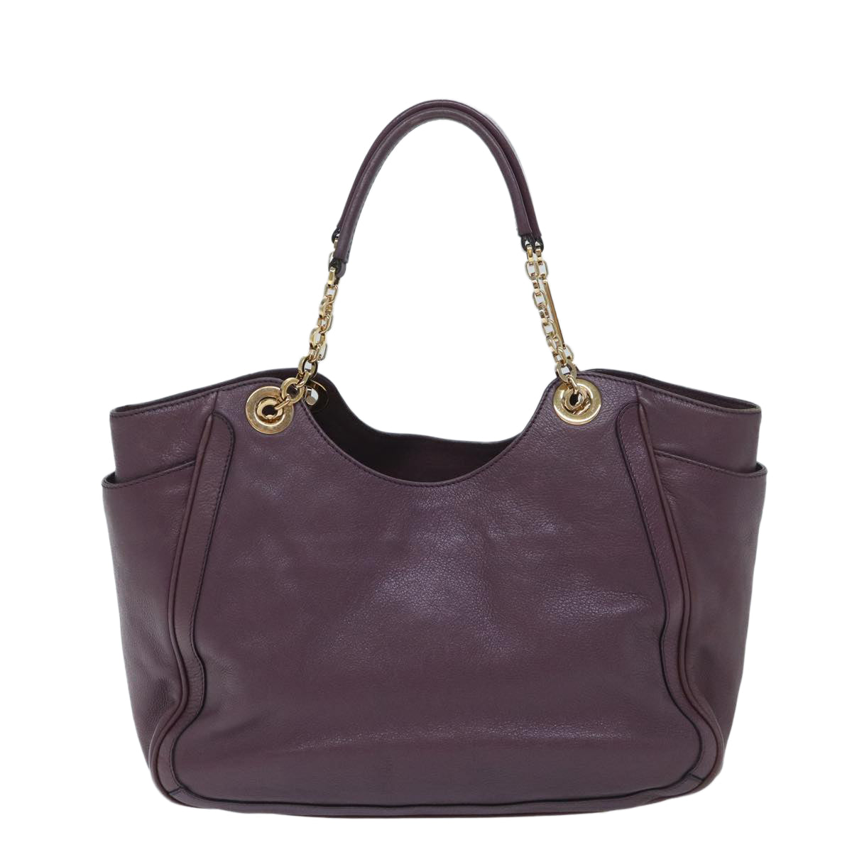 Salvatore Ferragamo Chain Hand Bag Leather Purple Auth mr025 - 0