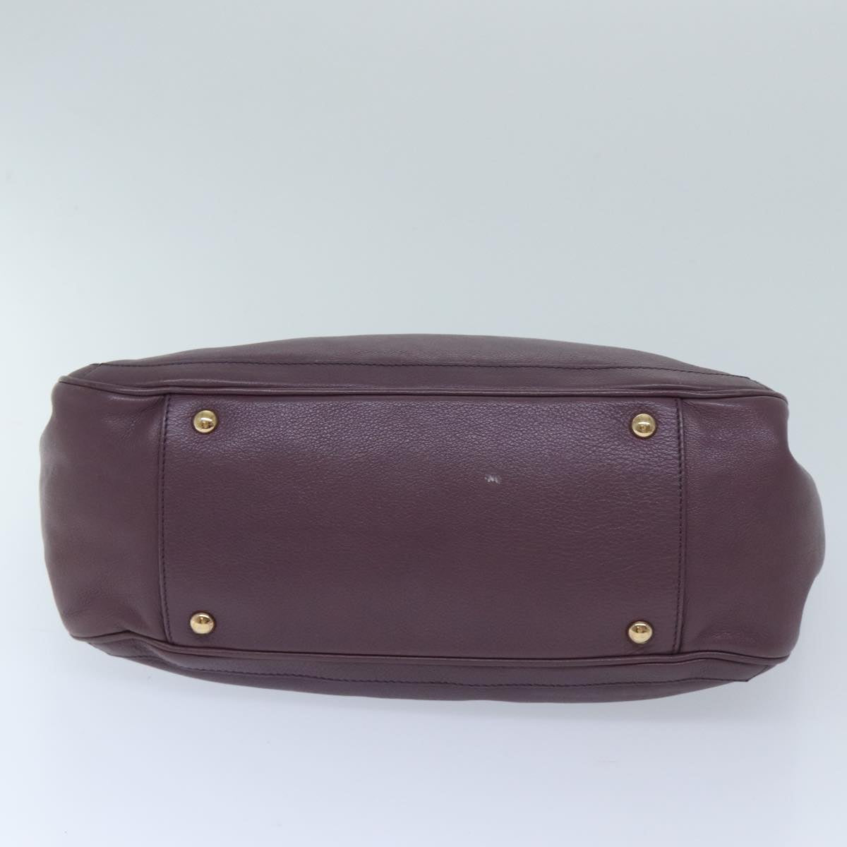 Salvatore Ferragamo Chain Hand Bag Leather Purple Auth mr025