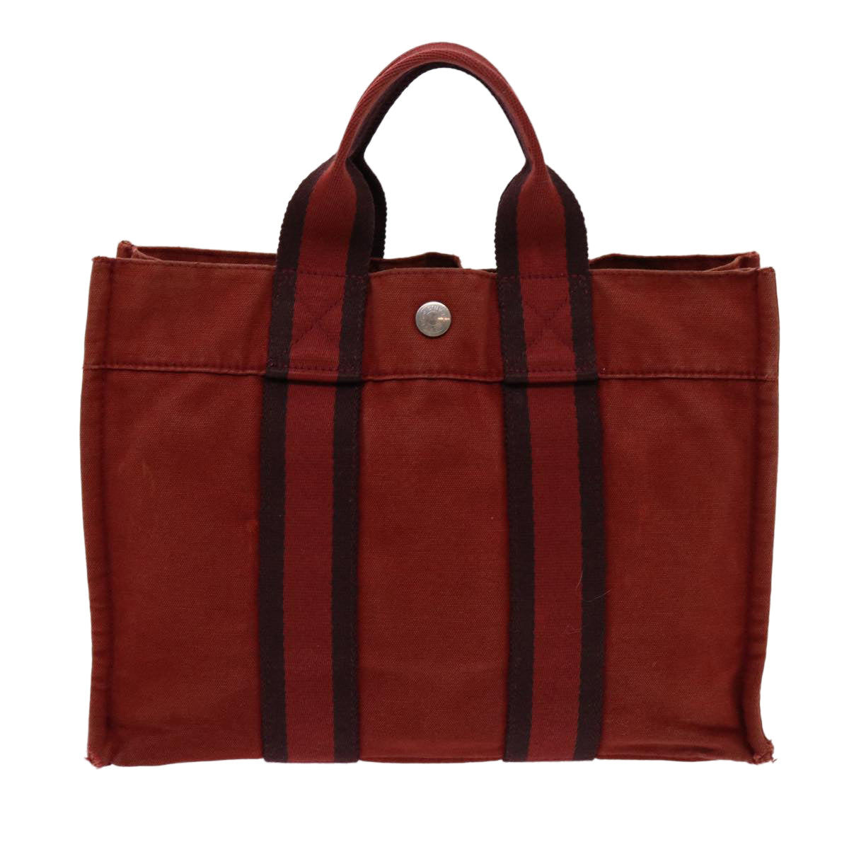 HERMES Fourre Tout PM Hand Bag Canvas Red Auth mr029 - 0