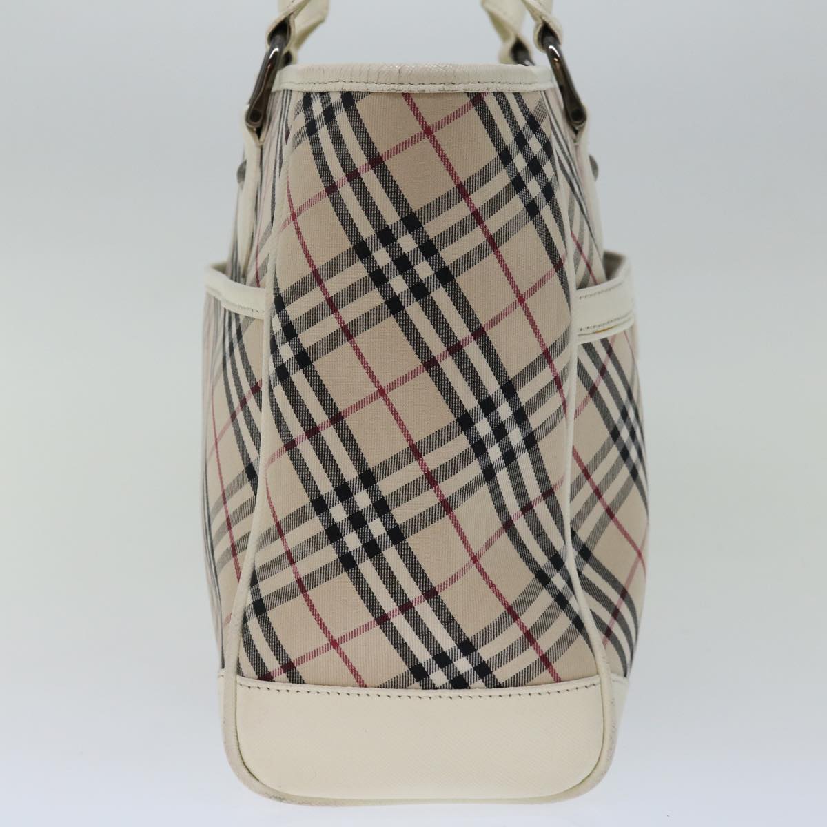 BURBERRY Nova Check Hand Bag Canvas Beige White Auth mr032