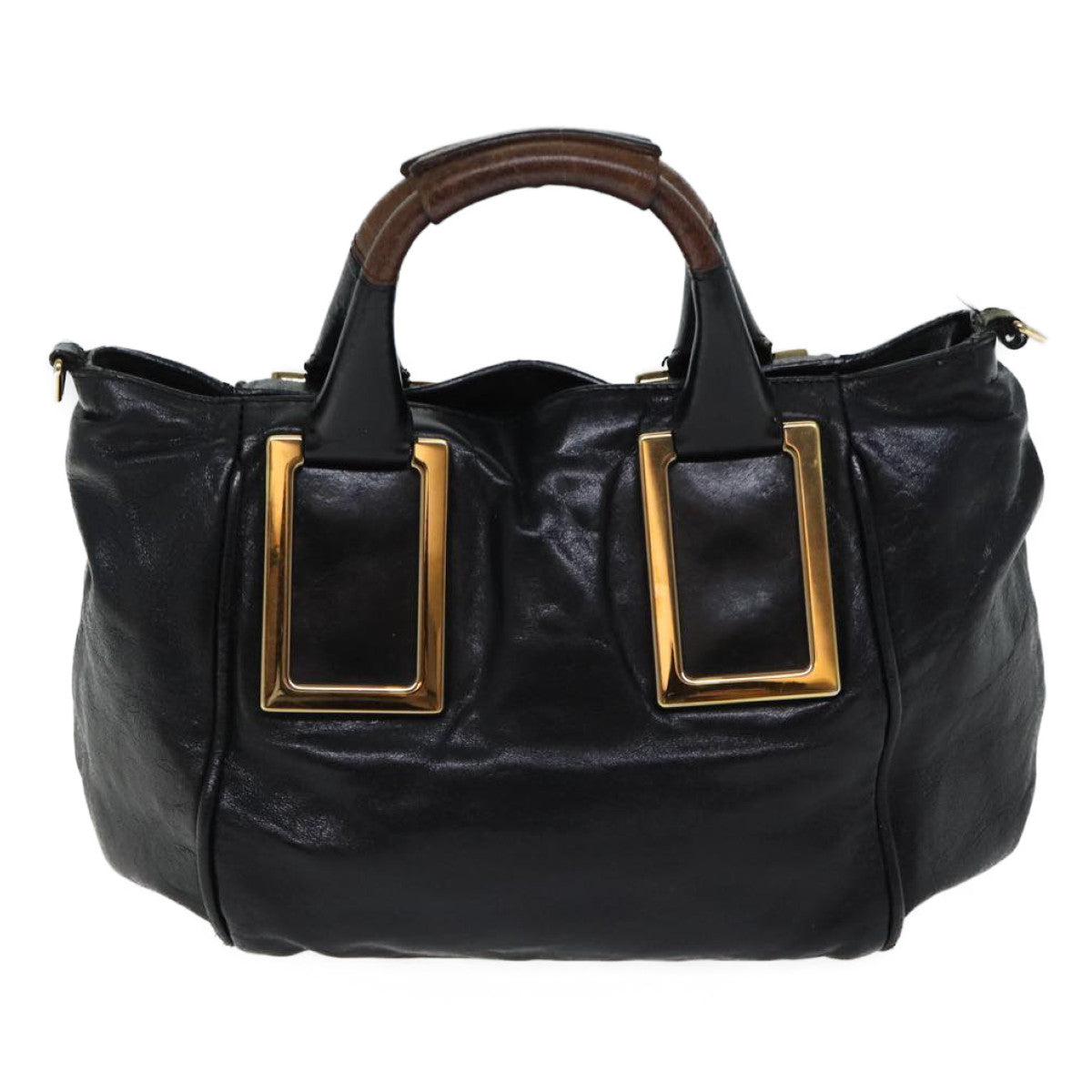 Chloe Etel Hand Bag Leather 2way Black Auth mr035 - 0