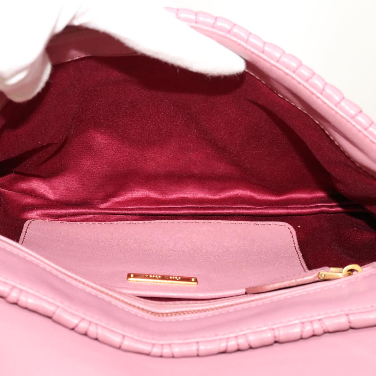 Miu Miu Materasse Clutch Bag Leather Pink Auth mr038