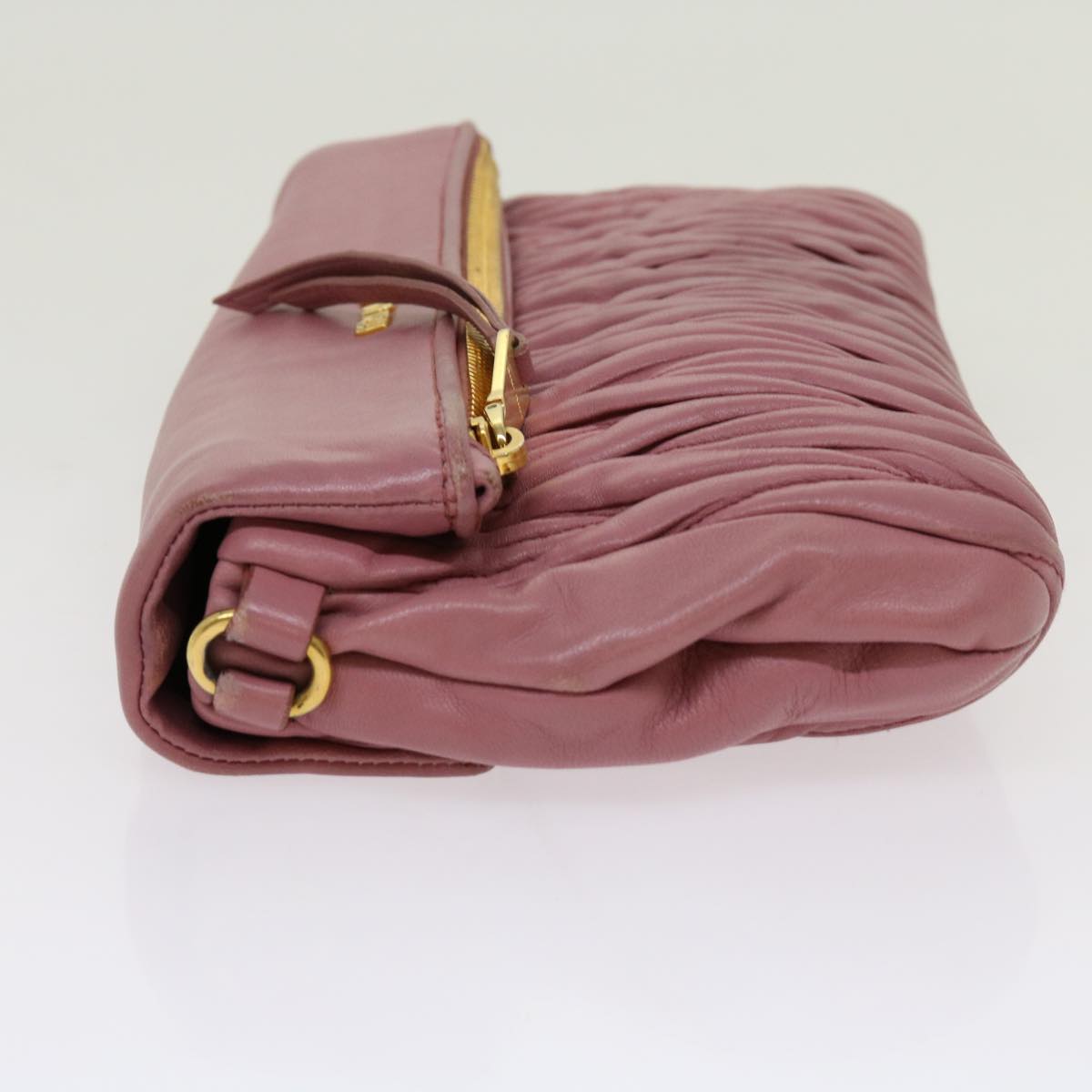 Miu Miu Materasse Clutch Bag Leather Pink Auth mr038