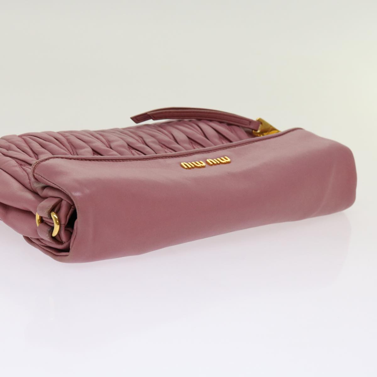 Miu Miu Materasse Clutch Bag Leather Pink Auth mr038