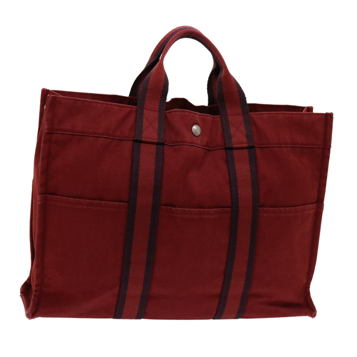 HERMES Fourre Tout MM Hand Bag Canvas Red Auth mr043