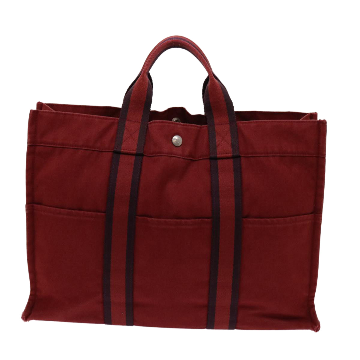 HERMES Fourre Tout MM Hand Bag Canvas Red Auth mr043