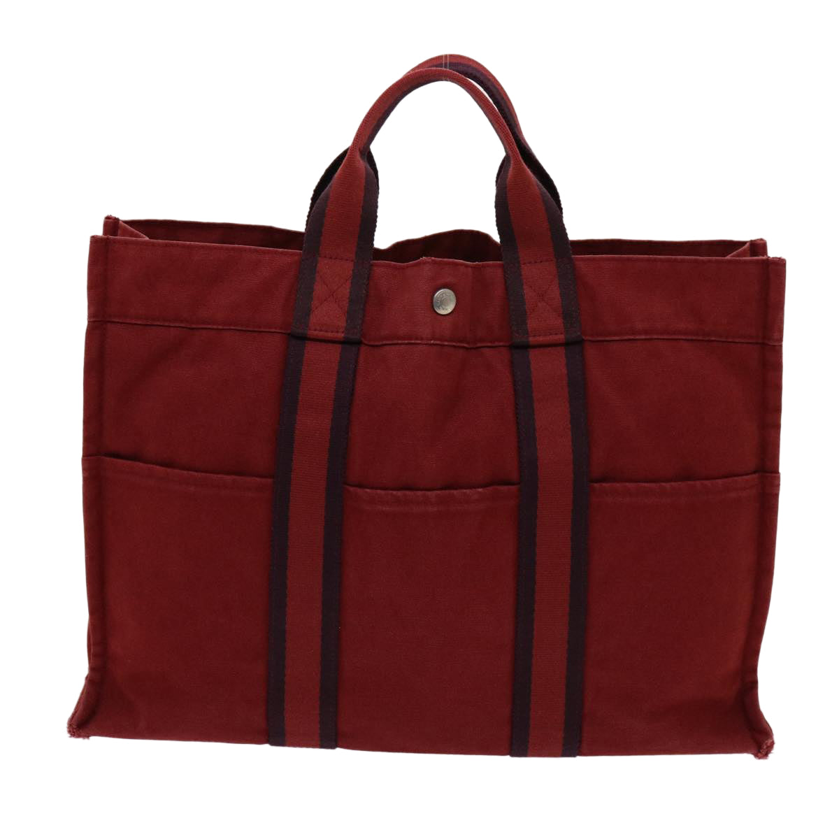 HERMES Fourre Tout MM Hand Bag Canvas Red Auth mr043 - 0